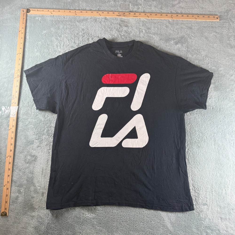 Fila Mens Black Graphic Logo T-Shirtβ Short Sleeve Cotton Tee 1XL